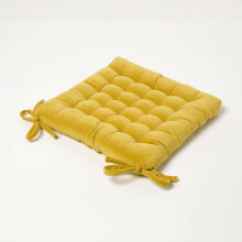(1 Seat Pad, Yellow) Velvet Chair Pads with Straps Indoor & Outdoor