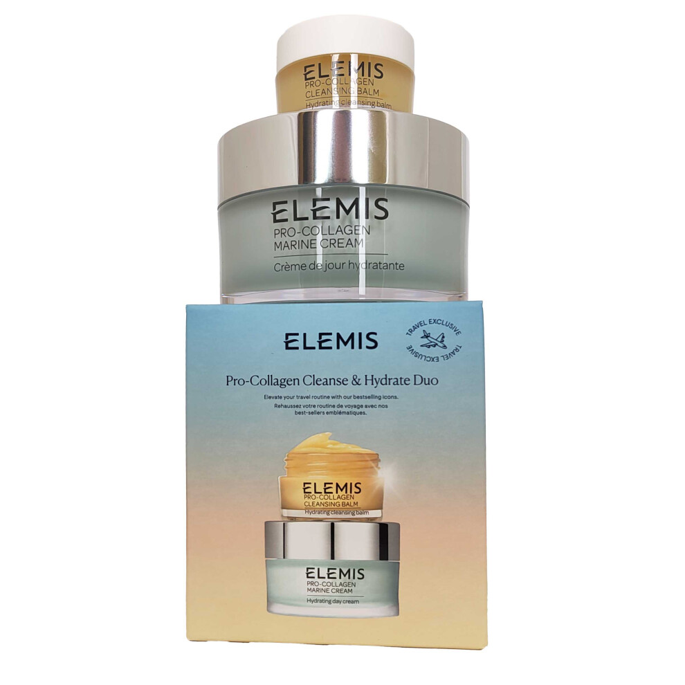 Elemis Pro Collagen Cleanse and Hydrate Duo Marine Cream 100ml, Cleansing Balm 20g