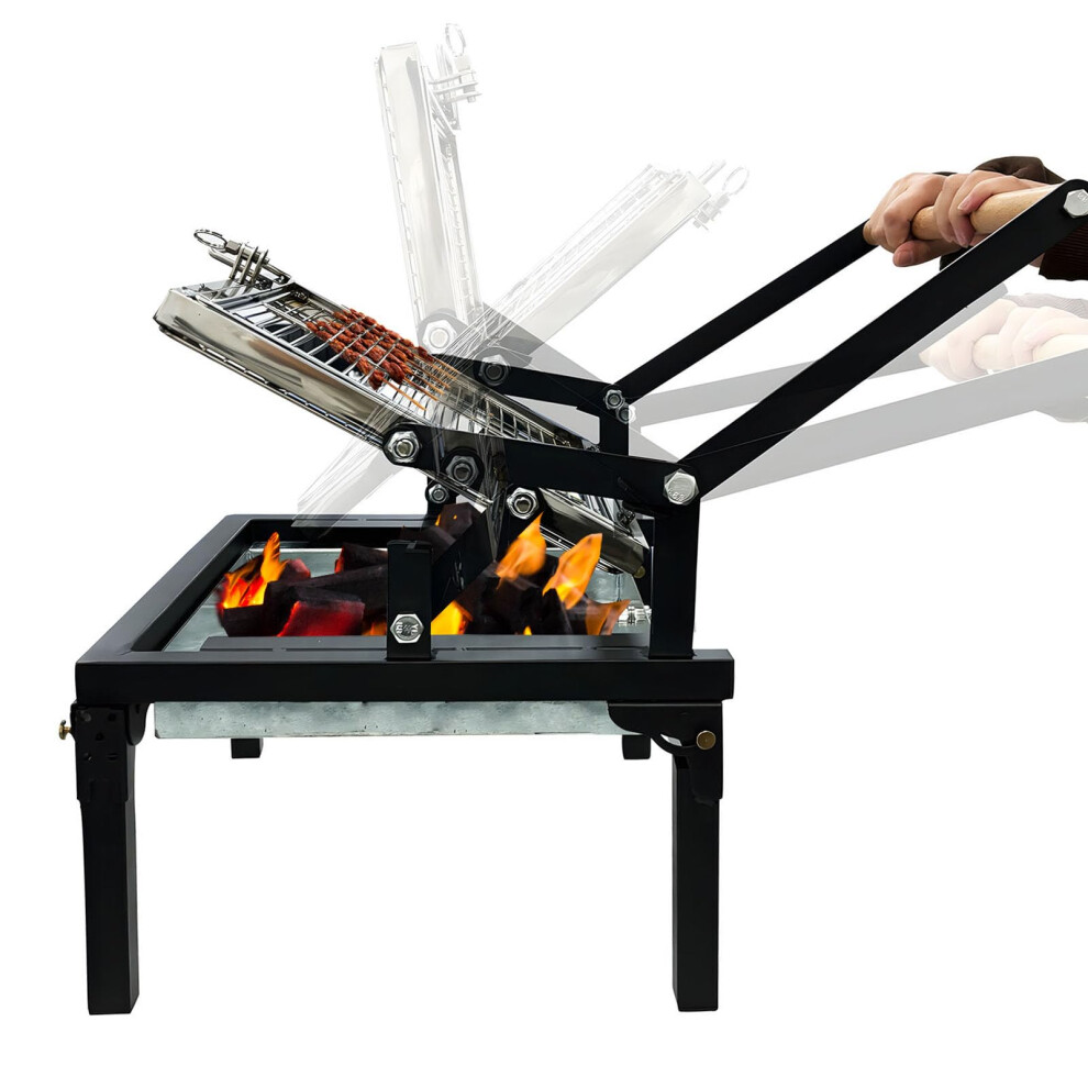 Zichouying Portable Bbq Grill, Camping Charcoal Grill With 360 Degree Rotating Cooking Grid, Small Folding Barbecue Grill For Backyard Garden Party Picnics Beach