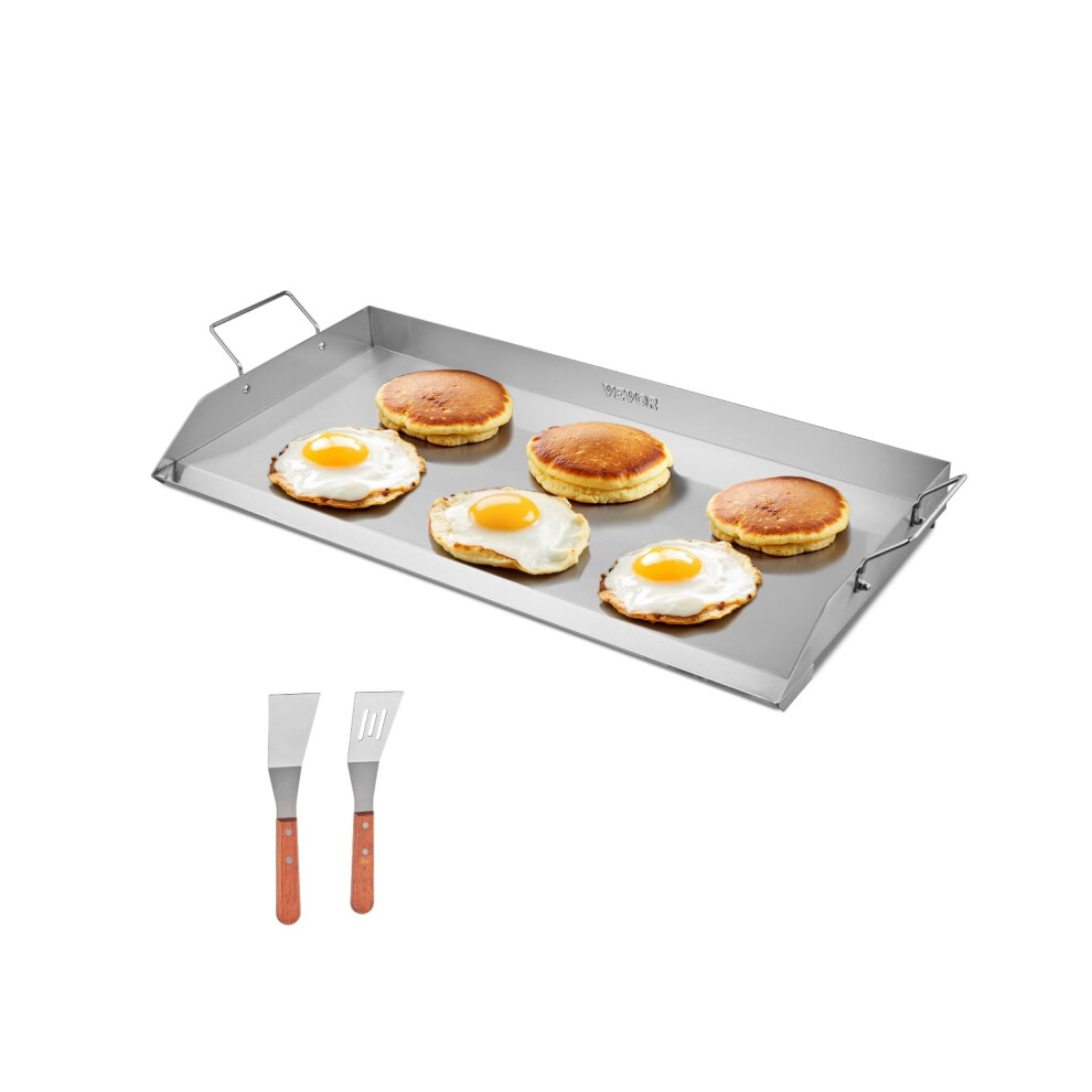 VEVOR Stainless Steel Griddle, 32x16 inch Universal Flat Top Rectangular Plate, Gas Grill Griddle for BBQ Grill, Teppanyaki, Portable Family Cookware