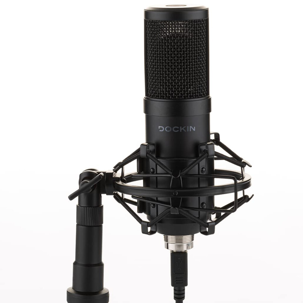 DOCKIN? MP1000 Podcast Microphone Kit - USB Microphone Set for PC & Mac with Extra Long 3m Cable, Tripod, Spider Shock Mount - Condenser USB Mic for