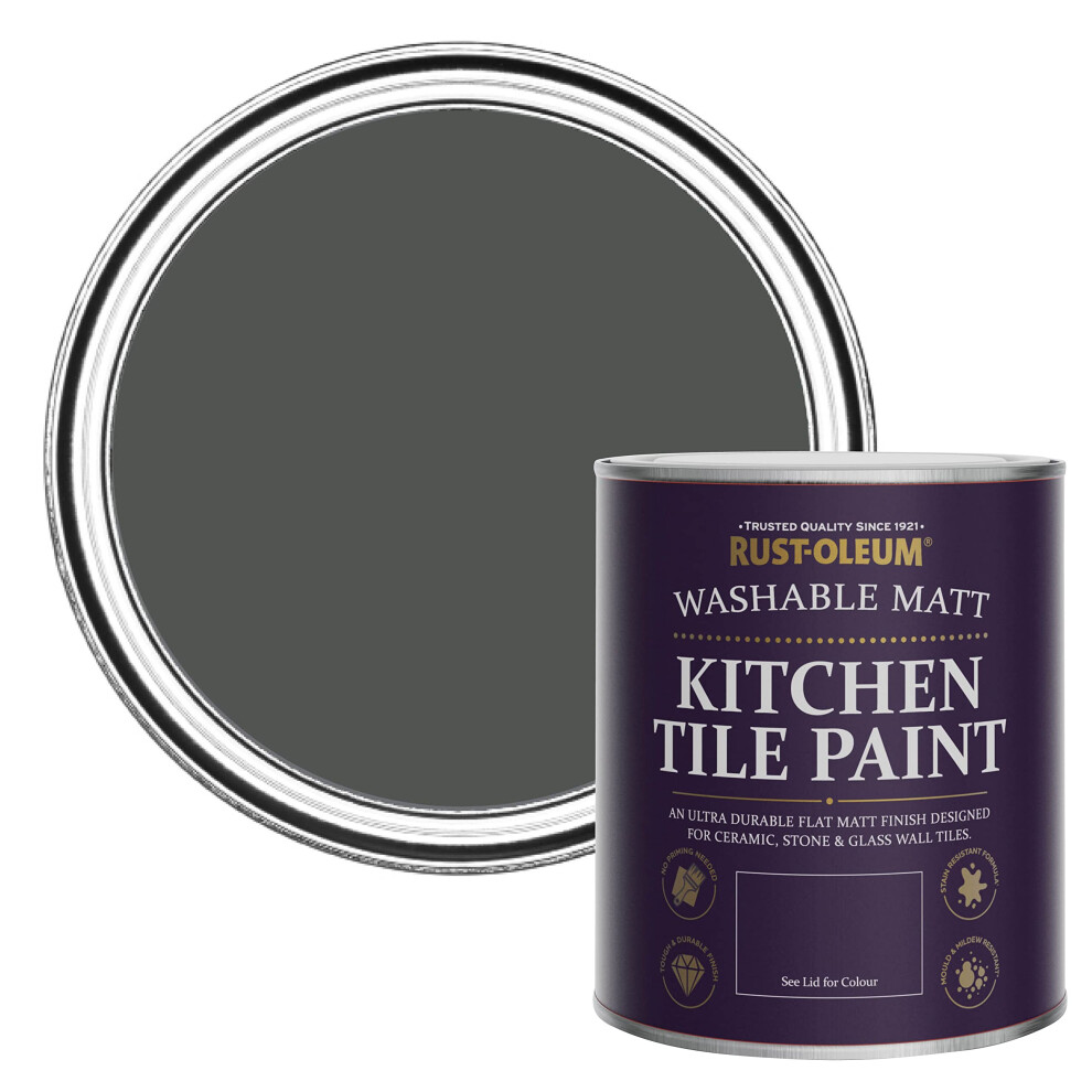 Rust-Oleum Dark Grey water resistant Kitchen Tile Paint in Matt Finish - Graphite 750ml