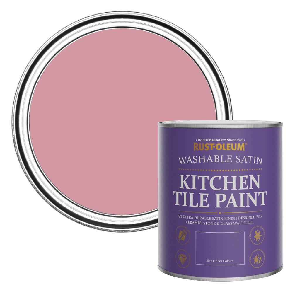 Rust-Oleum Pink water resistant Kitchen Tile Paint in Satin Finish - Dusky Pink 750ml