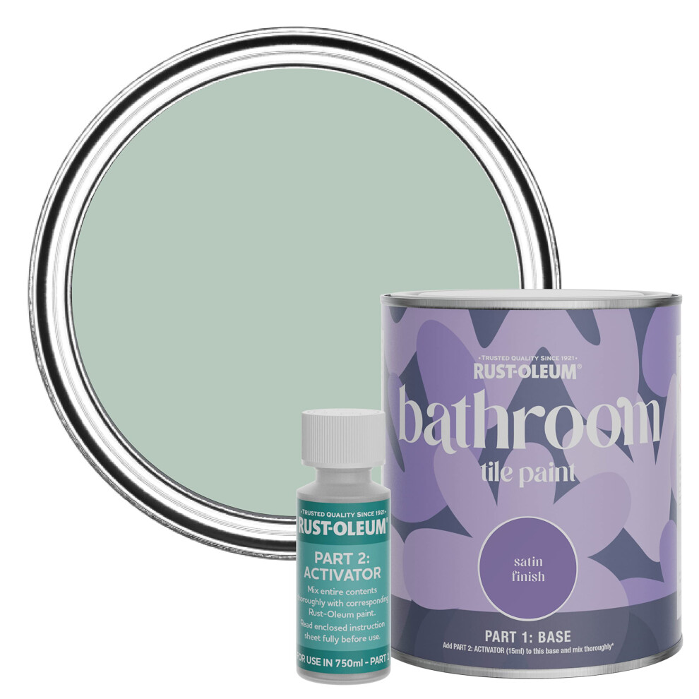 Rust-Oleum Green Water-Resistant Bathroom Tile Paint in Satin Finish - Leaplish 750ml