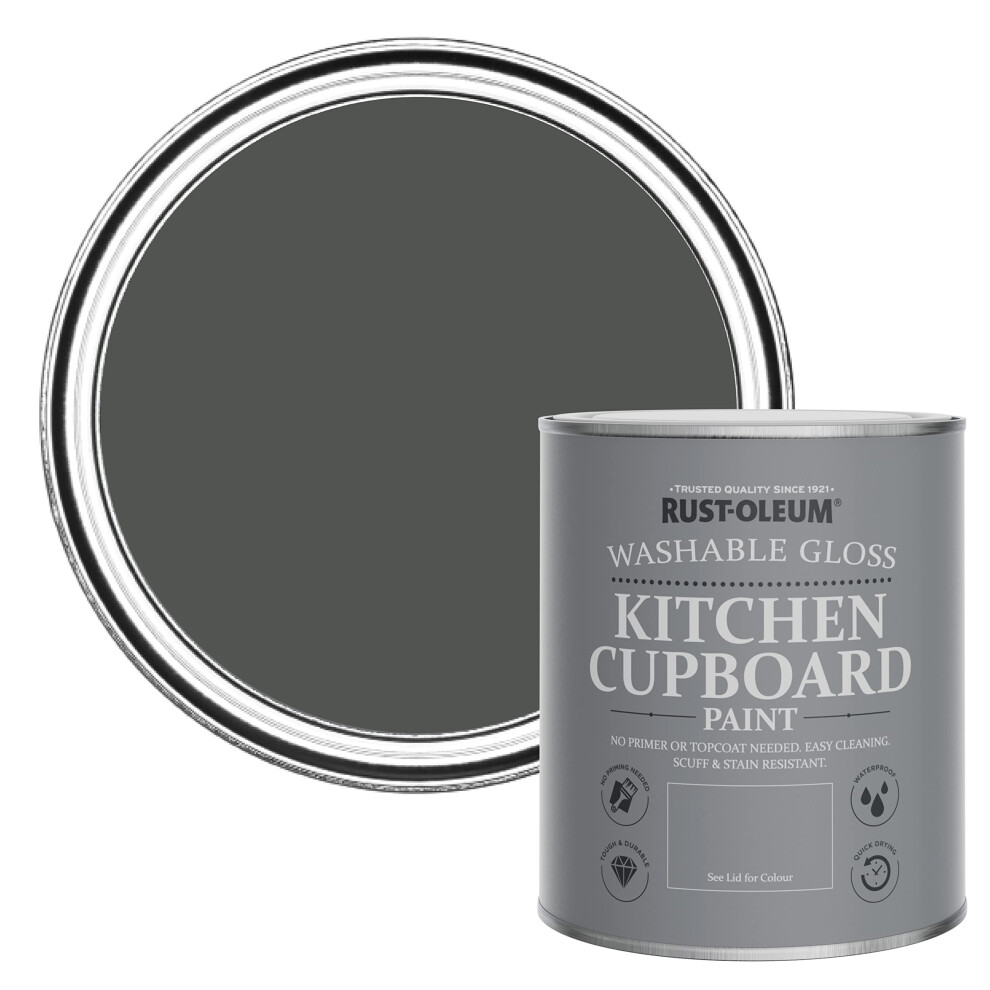 Rust-Oleum Grey Kitchen Cupboard Paint in Gloss Finish - Graphite 750ml
