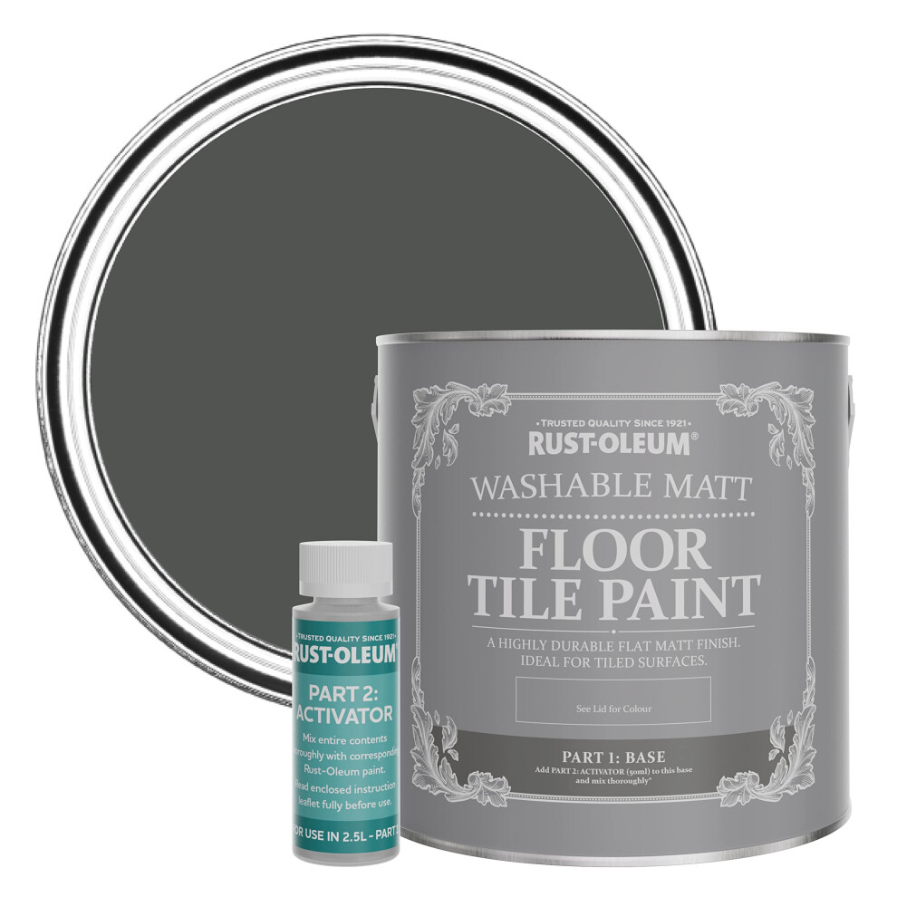 Rust-Oleum Washable Matt Floor Tile Paint - Graphite 2.5L Grey