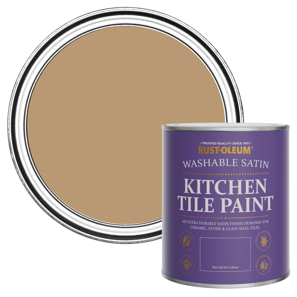 Rust-Oleum Water-Resistant Kitchen Tile Paint In Satin Finish - Fired Clay 750Ml Orange