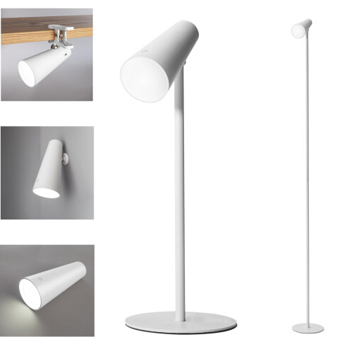 SONNENKERZE 5-in-1 LED Multi-Function Dimmable Table Floor Clamp Wall Torch Lamp - White