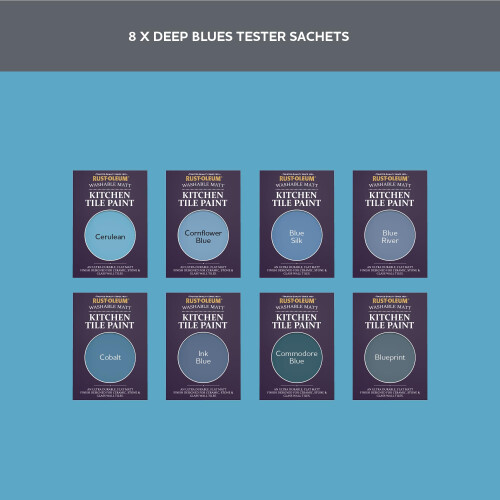 Rust-Oleum Rust-Oleum Kitchen Wall Tile Paint in Matt Finish ? Deep Blue Tester Box 1