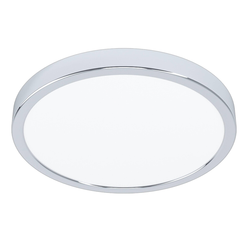 Eglo Led Flush Ceiling Light Fueva 5, ? 11 In, Round Bathroom Lighting Made Of Chrome Coloured Metal And Plastic, Warm White Lamp, Ip44