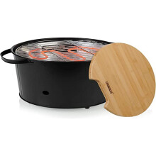 Princess 112240 Electric or Charcoal Hybrid Barbecue with Bamboo Cutting Board, 1400 W
