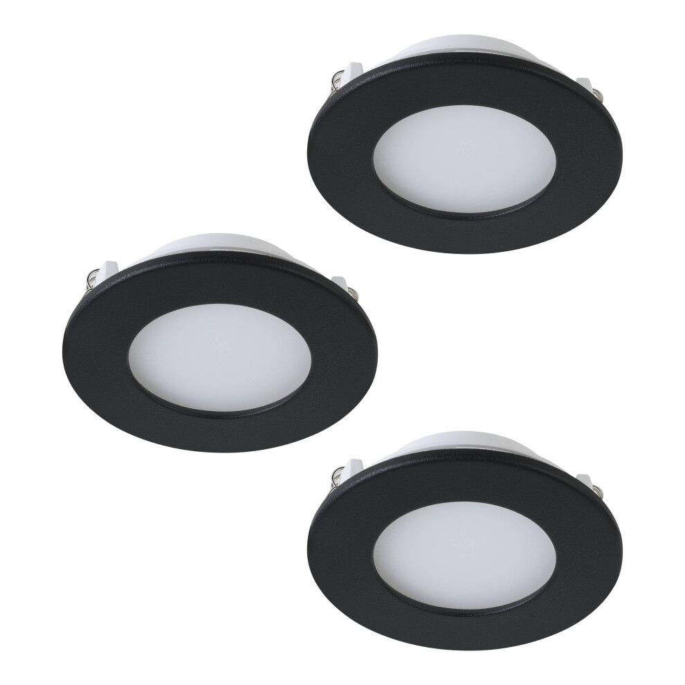 Eglo Connect.z Set Of 3 Smart Home Led Bathroom Spotlights Fueva-Z, Flat Spot Lights For Ceiling, ? 3.3 Inches, Zigbee, App And Voice Control, Warm ? Black/White