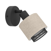 Eglo Indoor Wall Light Rosley, Wall lamp with swivelling Spotlight, Wall spot Made of Textile in Natural and Black Metal, Living Room and Bedroom