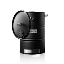 KLAUWE BBQ & Grill Barrel | Charcoal Grill Smoker & Fire Barrel | XL Grill with Lid, Thermometer & Adjustable Ash Tray | Multi-Level Cooking & Air