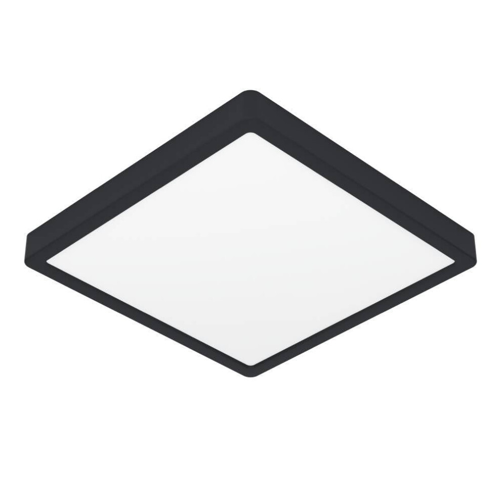 Eglo Led Ceiling Light Fitting Fueva 6, Square Ceiling Lamp, Flush Light Fixture, Plastic In Black And White, Ceiling Lighting Warm White-Cold White,