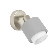 Eglo Indoor Wall Light Bellizzi, Wall lamp with swivelling Spotlight, Wall spot Made of Textile in Silver, Grey and White, Living Room and Bedroom