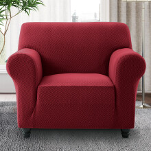 (Red Spandex, 1 Seater: 165 x 179 cm) Water Proof Sofa Cover Reversible Chair Recliner Cover Quilted Furniture Pet Protector