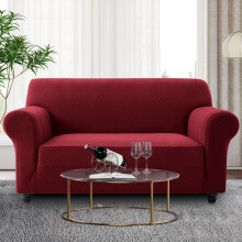 (Red Spandex, 2 Seater: 224 x 179 cm) Water Proof Sofa Cover Reversible Chair Recliner Cover Quilted Furniture Pet Protector