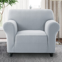 (Silver Spandex, 1 Seater: 165 x 179 cm) Water Proof Sofa Cover Reversible Chair Recliner Cover Quilted Furniture Pet Protector