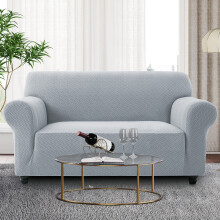 (Silver Spandex, 2 Seater: 224 x 179 cm) Water Proof Sofa Cover Reversible Chair Recliner Cover Quilted Furniture Pet Protector
