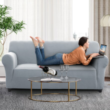 (Silver Spandex, 3 Seater: 280 x 179 cm) Water Proof Sofa Cover Reversible Chair Recliner Cover Quilted Furniture Pet Protector