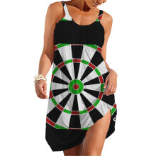 (Darts Darts Dartboard Bull_4916) Women's Summer Dresses Casual Sleeveless Elastic Skirt with Straps Sundresses Vacation Beach Cover Up Dress Tshirt- Stylish & Comfortable