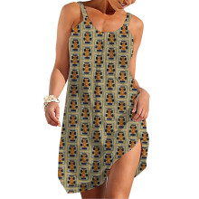 (McLaren F1 Car_11389) Women's Summer Dresses Casual Sleeveless Elastic Skirt with Straps Sundresses Vacation Beach Cover Up Dress Tshirt- Stylish & Comfortable