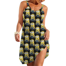 (Minion Minion _12030) Women's Summer Dresses Casual Sleeveless Elastic Skirt with Straps Sundresses Vacation Beach Cover Up Dress Tshirt- Stylish & Comfortable