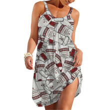 (Smirnoff Vodka Bottles_5715) Women's Summer Dresses Casual Sleeveless Elastic Skirt with Straps Sundresses Vacation Beach Cover Up Dress Tshirt- Stylish & Comfortable