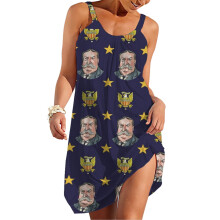(President Howard Taft_6701) Women's Summer Dresses Casual Sleeveless Elastic Skirt with Straps Sundresses Vacation Beach Cover Up Dress Tshirt- Stylish & Comfortable