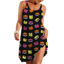 (Liquorice Allsorts Sweets_5123) Women's Summer Dresses Casual Sleeveless Elastic Skirt with Straps Sundresses Vacation Beach Cover Up Dress Tshirt- Stylish & Comfortable