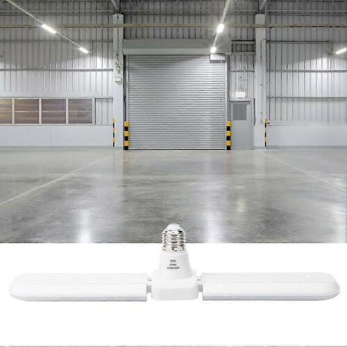 Adjustable Led Garage Light, Deformable 2 Led Panel Heads Adjustable Up To 90 Degrees, Energy-Saving E26 Base Light for Garage, Basement, Workshop, 1