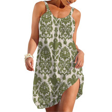 (The Sound Of Music The Von Trapp Curtain Pattern Design _10044) Women's Summer Dresses Casual Sleeveless Elastic Skirt with Straps Sundresses Vacation Beach Cover Up Dress Tshirt- Stylish & Comfortable
