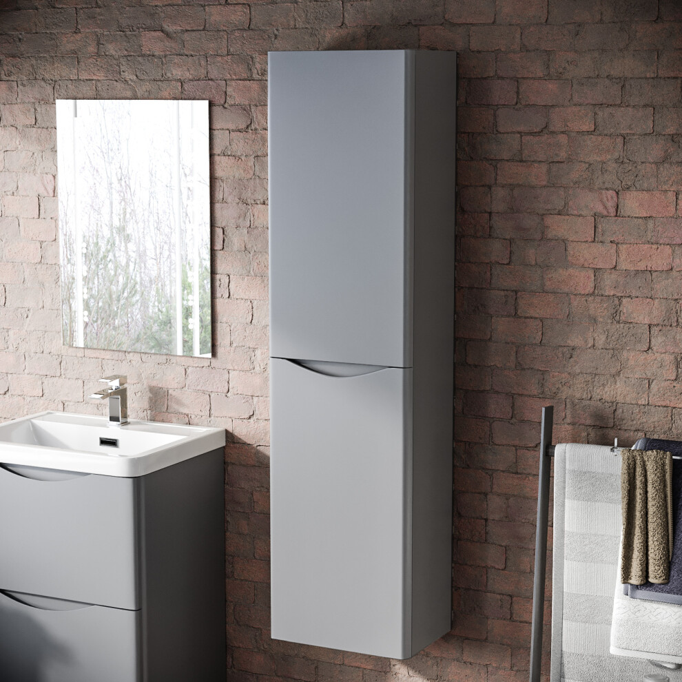 Nes Home 400Mm Matte Wall Hung Bathroom Cupboard Cabinet Storage Grey