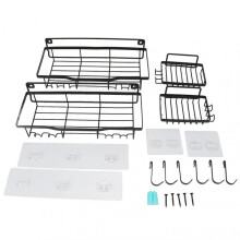 Elegant Space-saving Bathroom Storage, Stainless Steel Shower Caddy with Waterproof Strong Adhesion Stick, for Bath And Kitchen, Ventilated Hollow