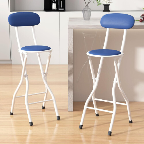 MCC (BLUE, PACK OF 2) Folding Bar Stools Breakfast Kitchen Restaurant 1