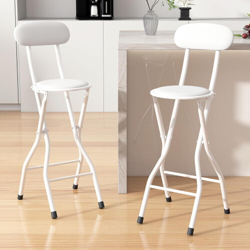 MCC (WHITE, PACK OF 2) Folding Bar Stools Breakfast Kitchen Restaurant 1