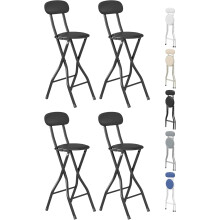 (BLACK, PACK OF 4) Folding Bar Stools Breakfast Kitchen Restaurant