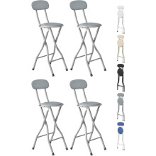 (GREY, PACK OF 4) Folding Bar Stools Breakfast Kitchen Restaurant
