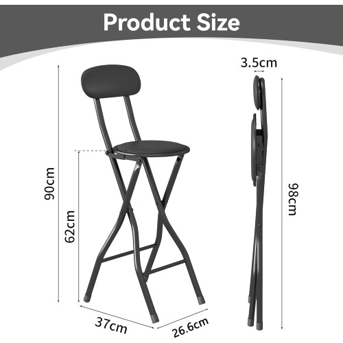 MCC (BLACK, PACK OF 4) Folding Bar Stools Breakfast Kitchen Restaurant 2