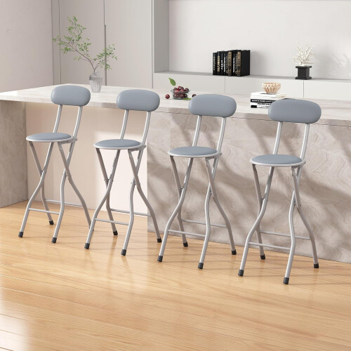 MCC (GREY, PACK OF 4) Folding Bar Stools Breakfast Kitchen Restaurant 1