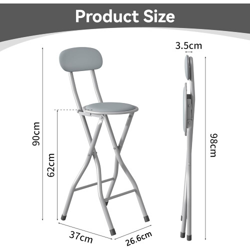 MCC (GREY, PACK OF 4) Folding Bar Stools Breakfast Kitchen Restaurant 2