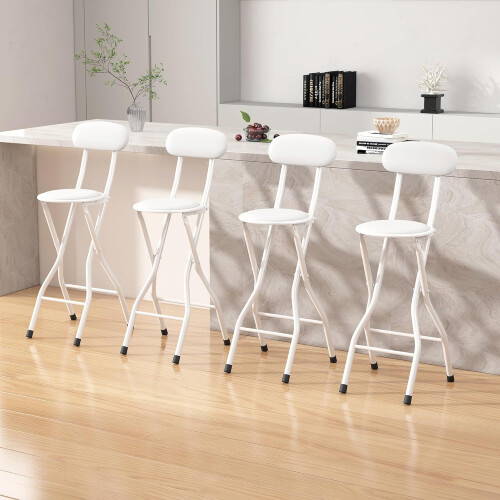 MCC (WHITE, PACK OF 4) Folding Bar Stools Breakfast Kitchen Restaurant 1
