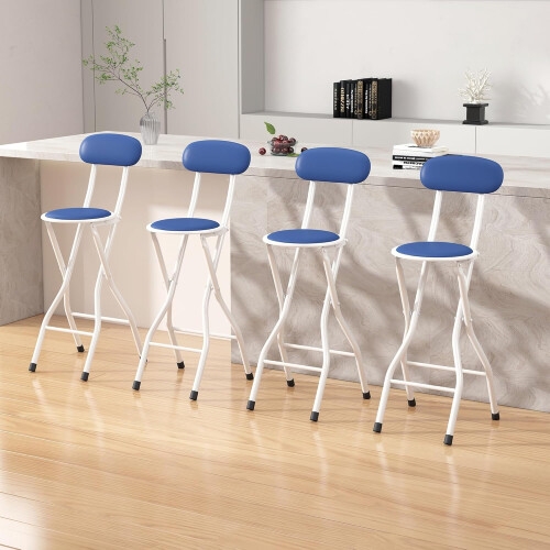 MCC (BLUE, PACK OF 4) Folding Bar Stools Breakfast Kitchen Restaurant 1
