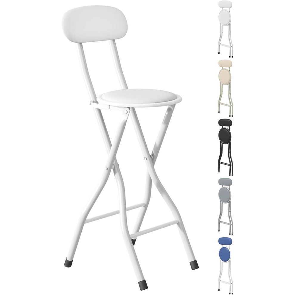 MCC - Folding Bar Stool - Padded - White - Metal - Image 4