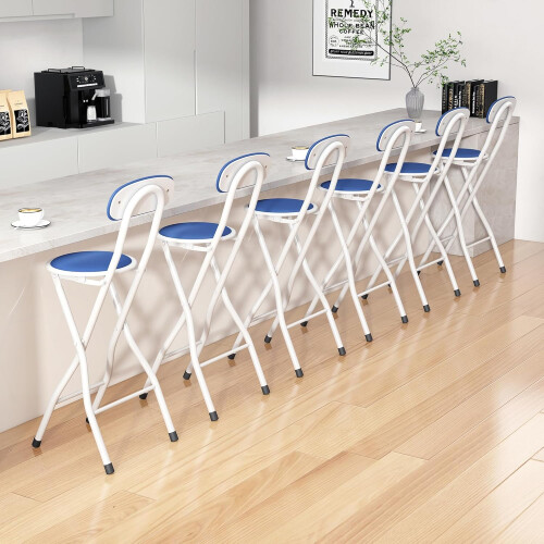 MCC (BLUE, PACK OF 6) Folding Bar Stools Breakfast Kitchen Restaurant 1