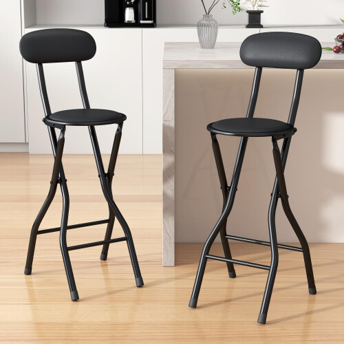 MCC (BLACK, PACK OF 2) Folding Bar Stools Breakfast Kitchen Restaurant 1