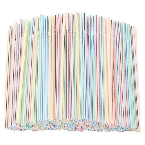 (1500pcs) 1000 Pcs Flexible Plastic Straws Striped Multi Colored Disposable Straw