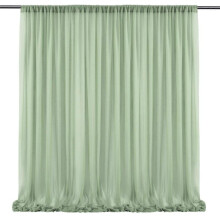 Gray Green Decorative Drapes, Wrinkle Resistant Semi-Sheer Panels for Wedding, Party, Home Events, Photography 1.5 x 3 M (5 x 10 Ft), Premium