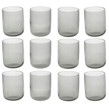(12xDark Grey 270ml Glasses) 280/365ml Modern Drinking Coloured Glasses Water Dining Juice Tumbler